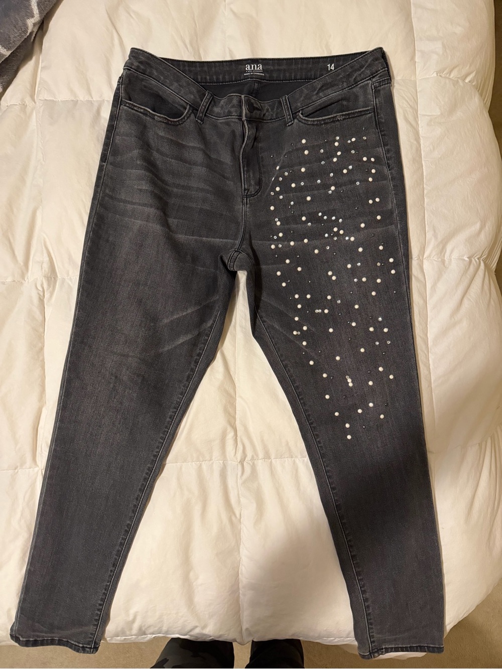 a.n.a Black Skinny Jeans with Pearl Accents